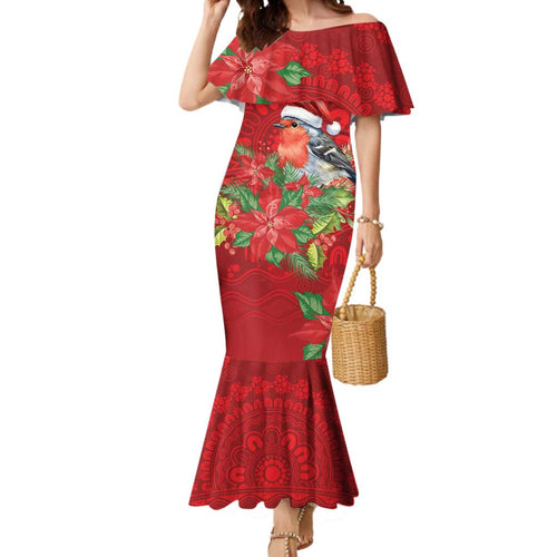 Australian Scarlet Robin Mermaid Dress Aboriginal Inspired Christmas - Aussie Hoodie
