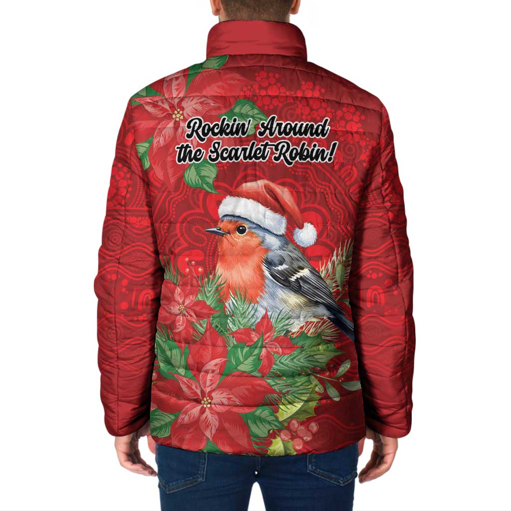 Australian Scarlet Robin Padded Jacket Aboriginal Inspired Christmas - Aussie Hoodie