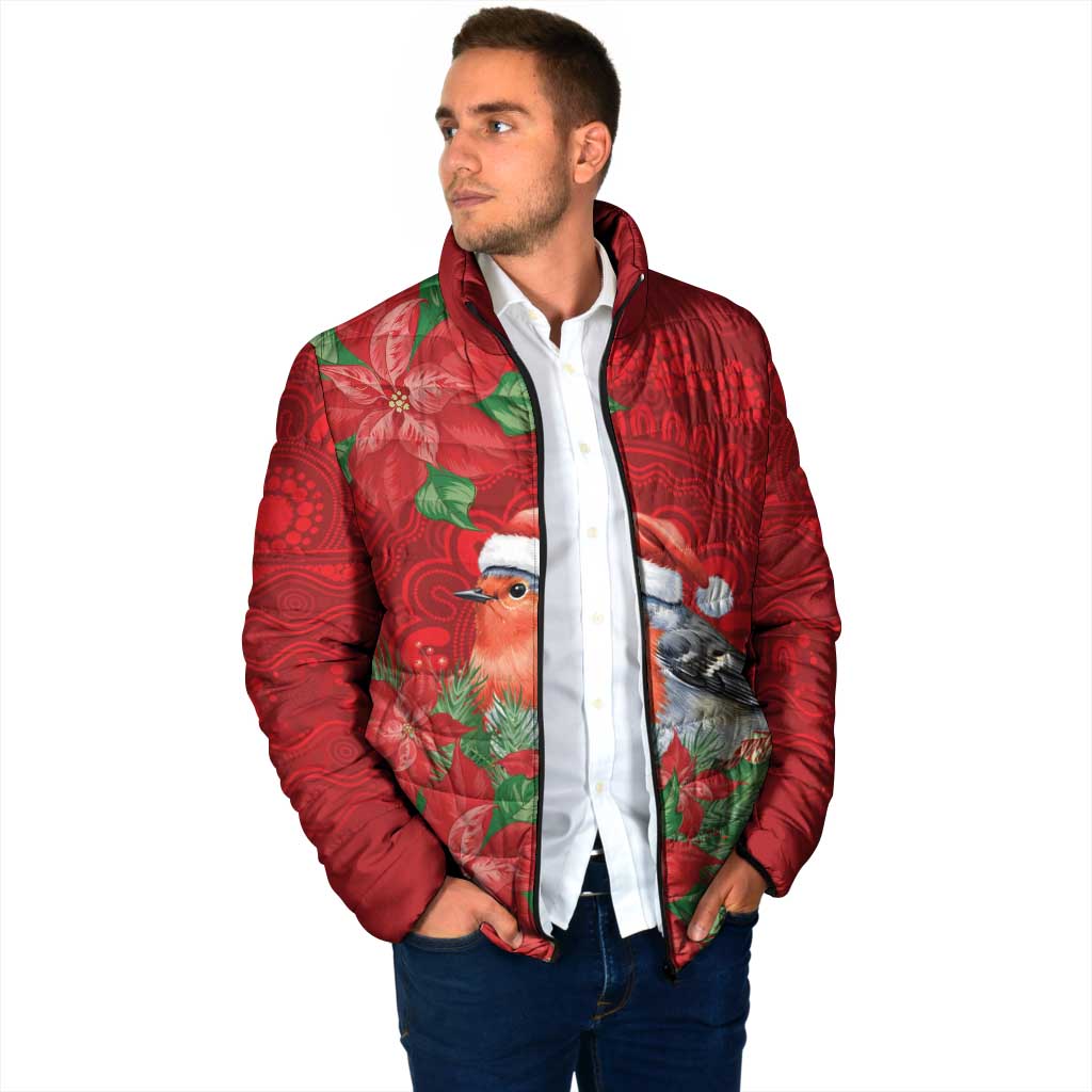 Australian Scarlet Robin Padded Jacket Aboriginal Inspired Christmas - Aussie Hoodie