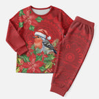 Australian Scarlet Robin Christmas Pajama Set Aboriginal Inspired Christmas - Aussie Hoodie