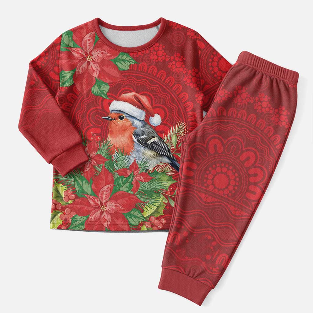 Australian Scarlet Robin Christmas Pajama Set Aboriginal Inspired Christmas - Aussie Hoodie
