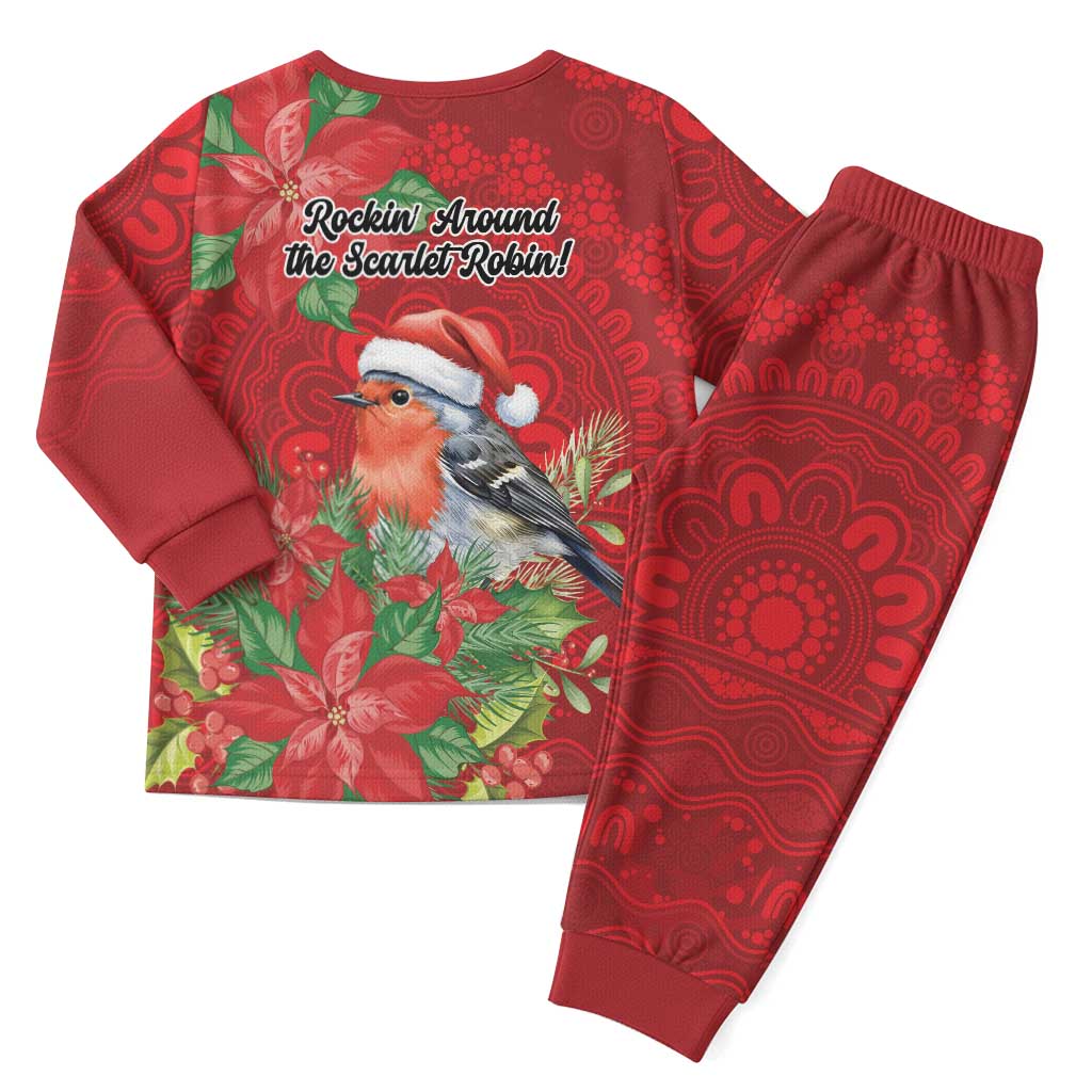 Australian Scarlet Robin Christmas Pajama Set Aboriginal Inspired Christmas - Aussie Hoodie