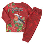 Australian Scarlet Robin Christmas Pajama Set Aboriginal Inspired Christmas - Aussie Hoodie