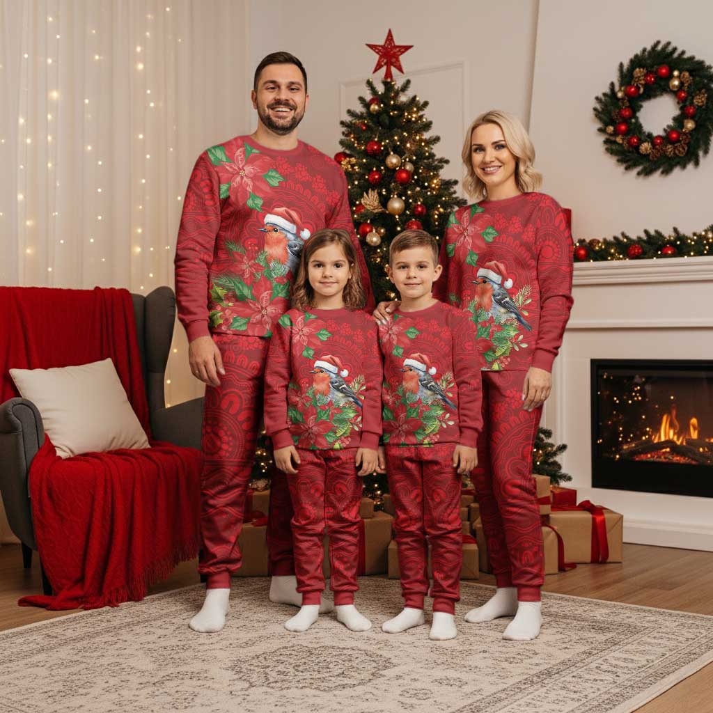 Australian Scarlet Robin Christmas Pajama Set Aboriginal Inspired Christmas - Aussie Hoodie