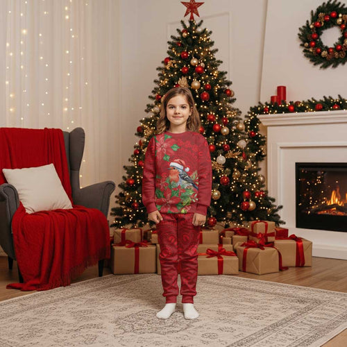Australian Scarlet Robin Christmas Pajama Set Aboriginal Inspired Christmas - Aussie Hoodie