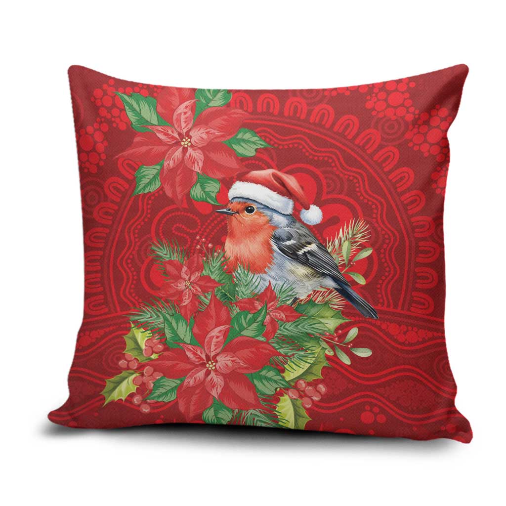Australian Scarlet Robin Pillow Cover Aboriginal Inspired Christmas - Aussie Hoodie