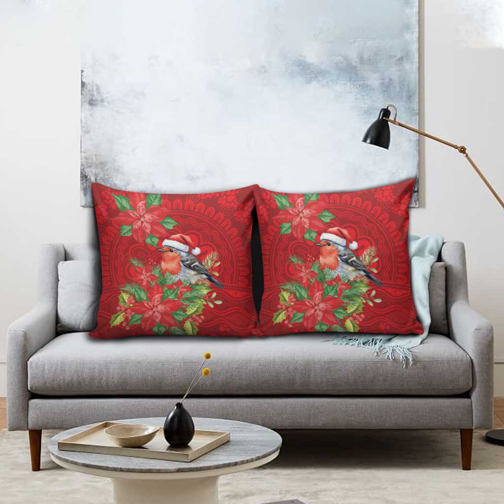 Australian Scarlet Robin Pillow Cover Aboriginal Inspired Christmas - Aussie Hoodie