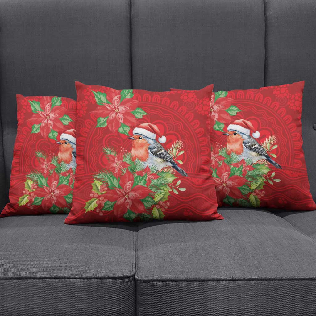 Australian Scarlet Robin Pillow Cover Aboriginal Inspired Christmas - Aussie Hoodie