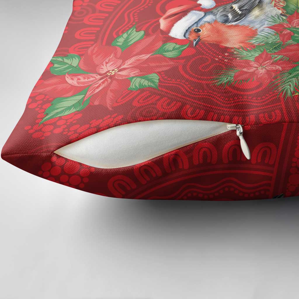 Australian Scarlet Robin Pillow Cover Aboriginal Inspired Christmas - Aussie Hoodie