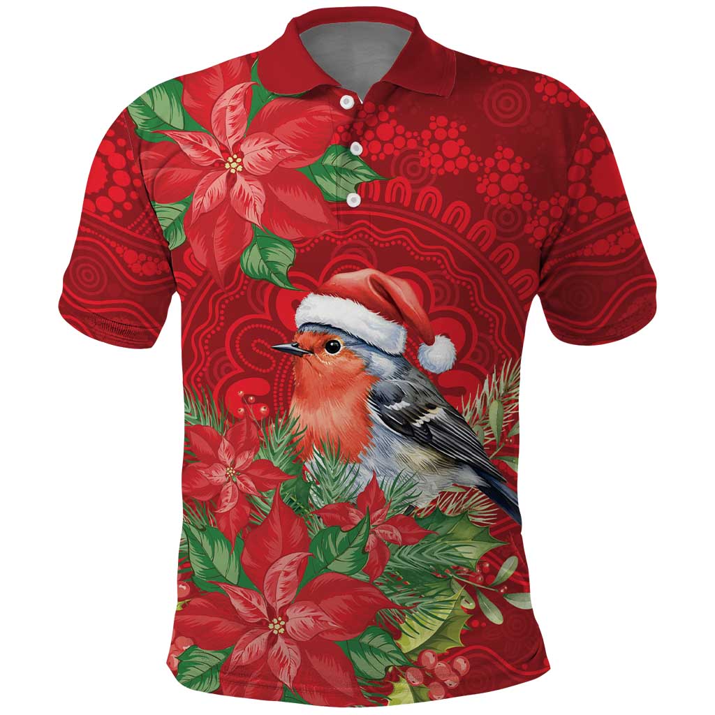 Australian Scarlet Robin Polo Shirt Aboriginal Inspired Christmas - Aussie Hoodie