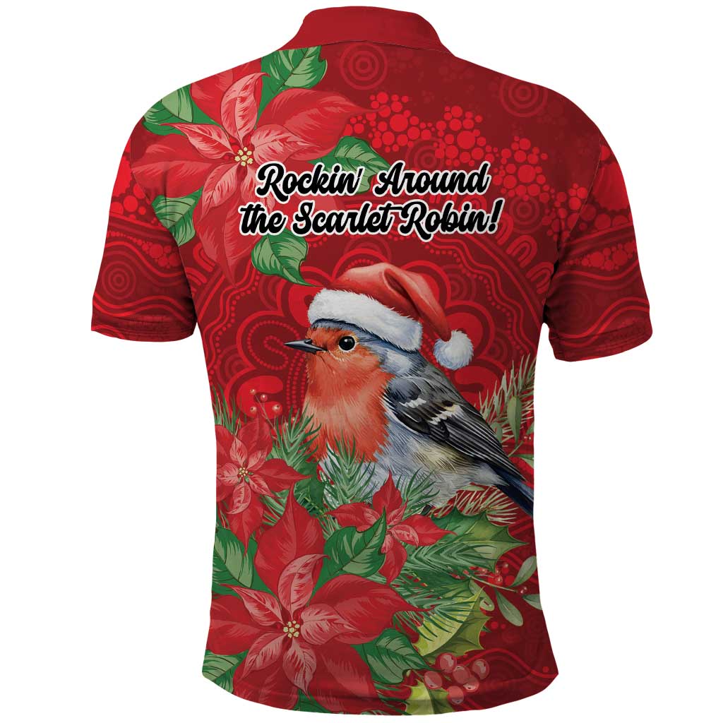 Australian Scarlet Robin Polo Shirt Aboriginal Inspired Christmas - Aussie Hoodie