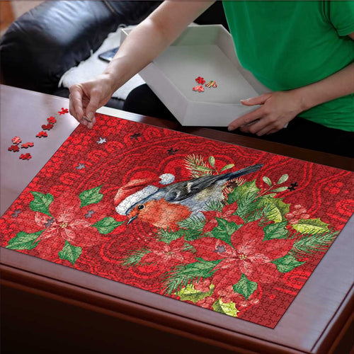 Australian Scarlet Robin Puzzle Aboriginal Inspired Christmas - Aussie Hoodie