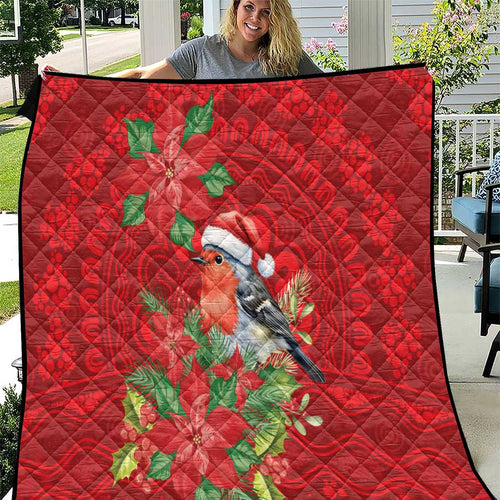 Australian Scarlet Robin Quilt Aboriginal Inspired Christmas - Aussie Hoodie