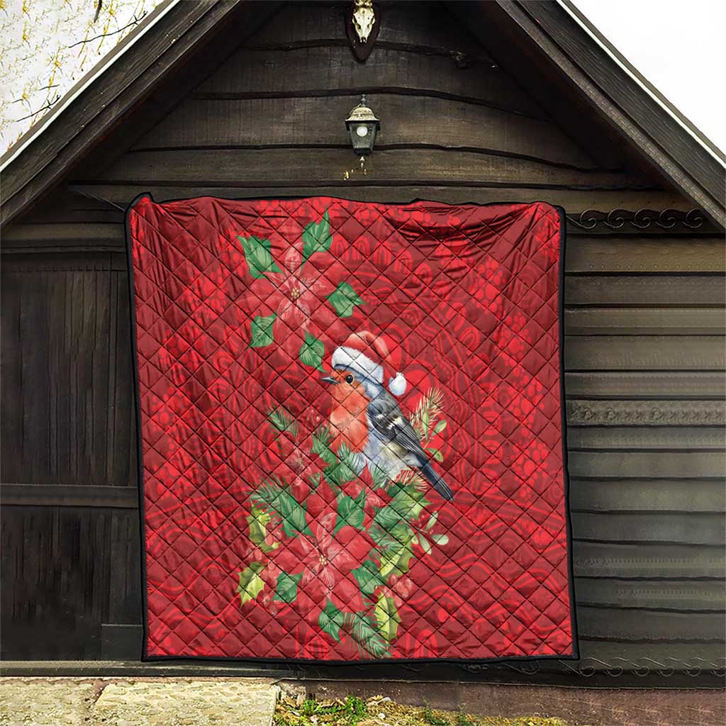 Australian Scarlet Robin Quilt Aboriginal Inspired Christmas - Aussie Hoodie