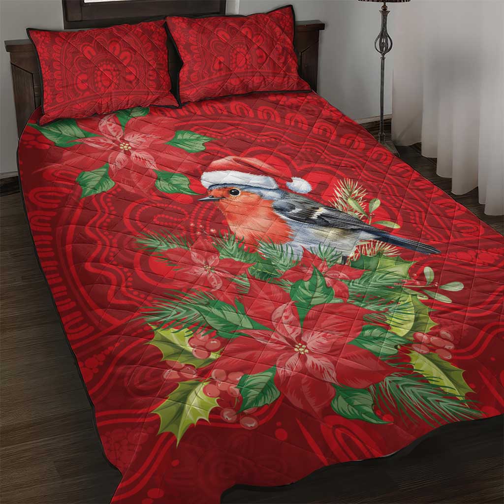 Australian Scarlet Robin Quilt Bed Set Aboriginal Inspired Christmas - Aussie Hoodie