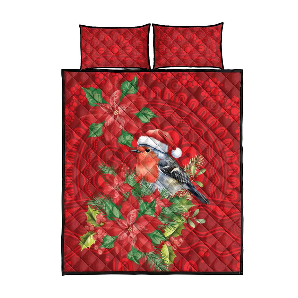 Australian Scarlet Robin Quilt Bed Set Aboriginal Inspired Christmas - Aussie Hoodie