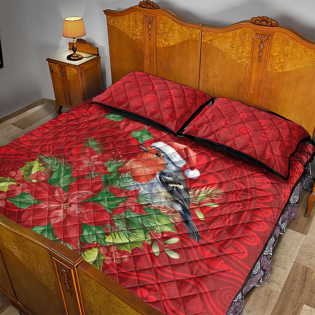 Australian Scarlet Robin Quilt Bed Set Aboriginal Inspired Christmas - Aussie Hoodie