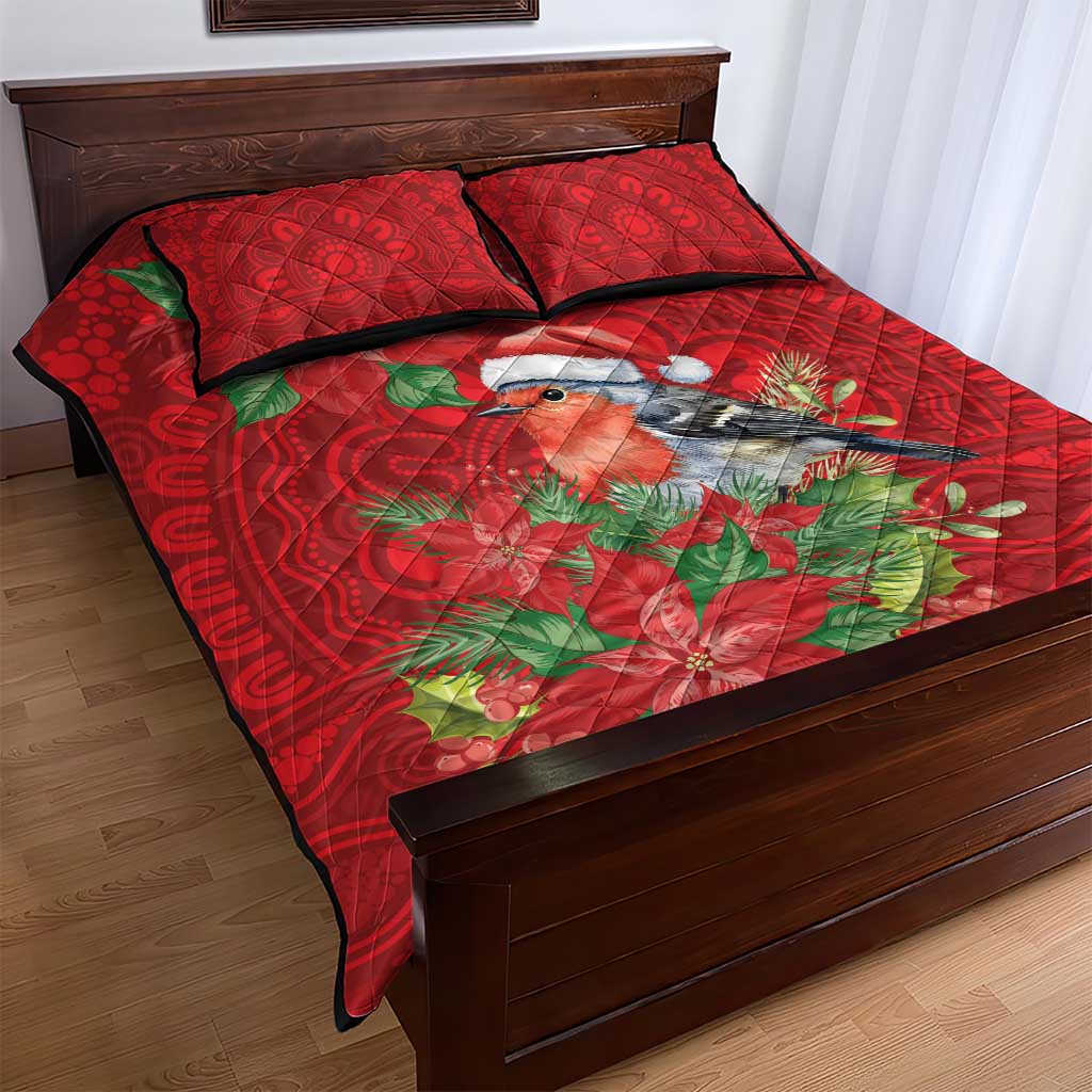 Australian Scarlet Robin Quilt Bed Set Aboriginal Inspired Christmas - Aussie Hoodie