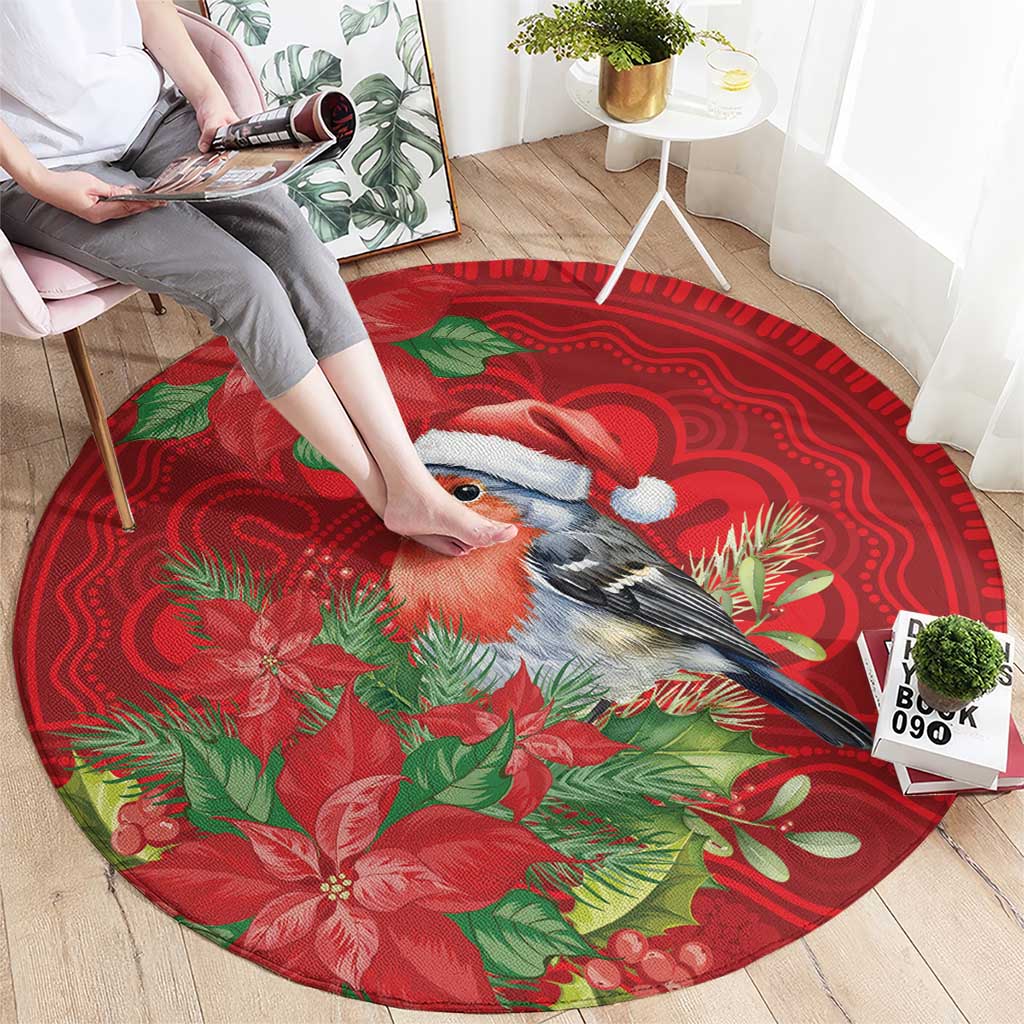 Australian Scarlet Robin Round Carpet Aboriginal Inspired Christmas - Aussie Hoodie