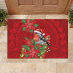 Australian Scarlet Robin Rubber Doormat Aboriginal Inspired Christmas - Aussie Hoodie