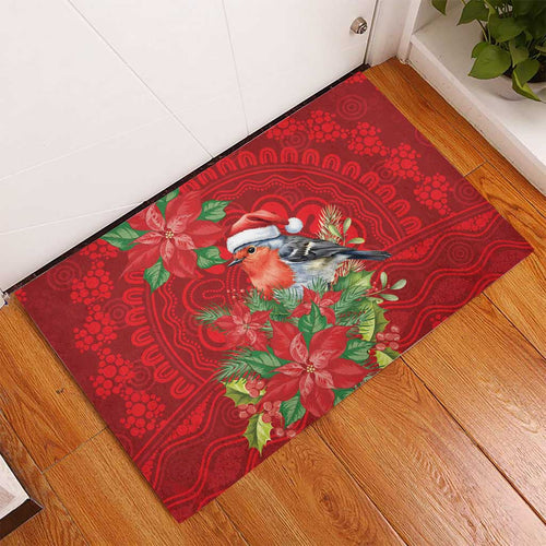 Australian Scarlet Robin Rubber Doormat Aboriginal Inspired Christmas - Aussie Hoodie