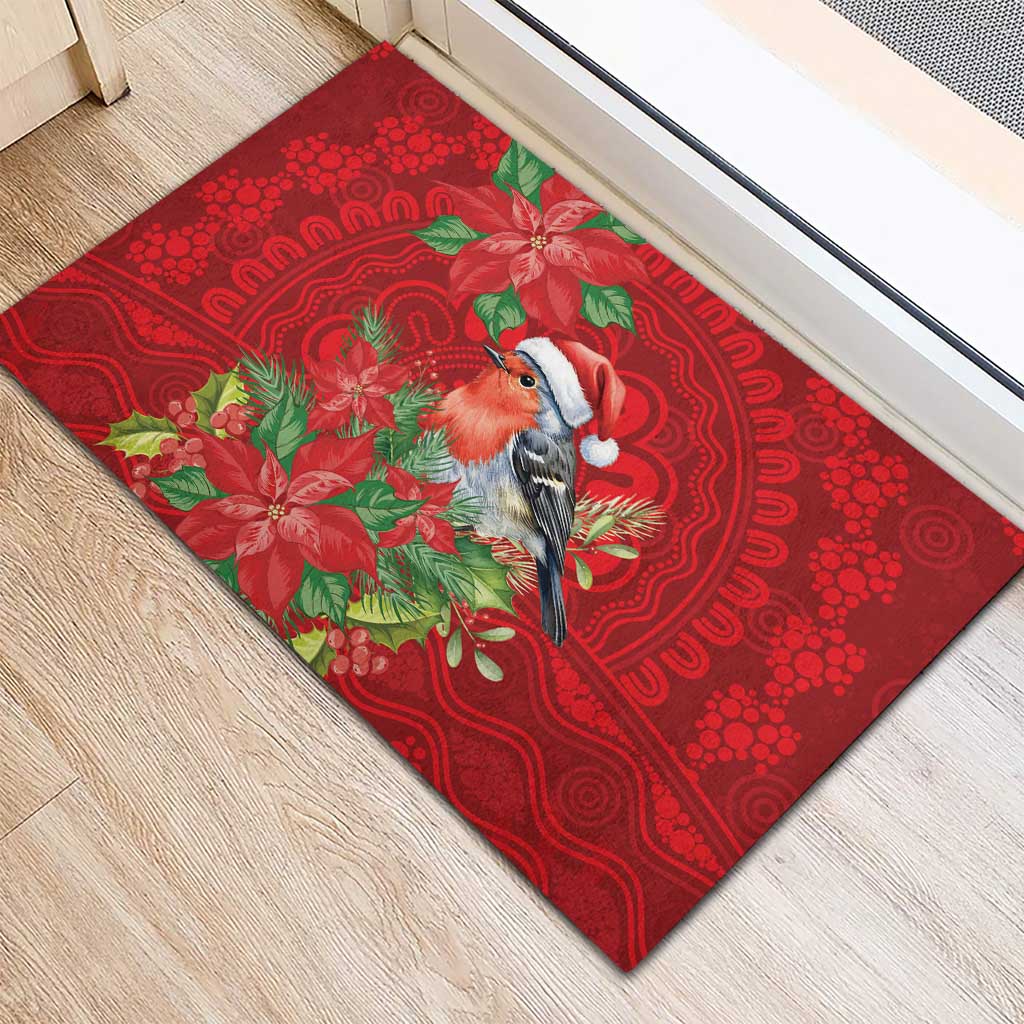 Australian Scarlet Robin Rubber Doormat Aboriginal Inspired Christmas - Aussie Hoodie