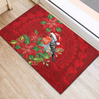 Australian Scarlet Robin Rubber Doormat Aboriginal Inspired Christmas - Aussie Hoodie