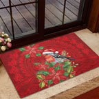 Australian Scarlet Robin Rubber Doormat Aboriginal Inspired Christmas - Aussie Hoodie