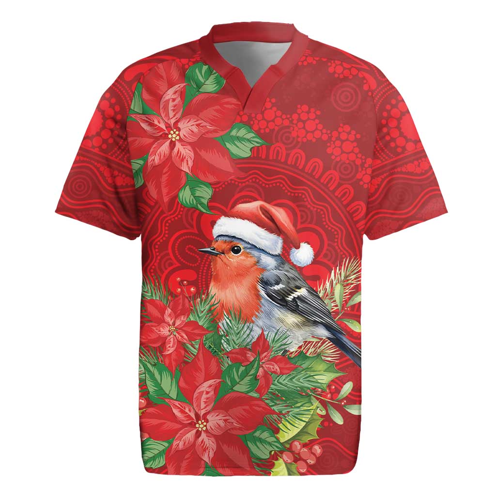 Australian Scarlet Robin Rugby Jersey Aboriginal Inspired Christmas - Aussie Hoodie