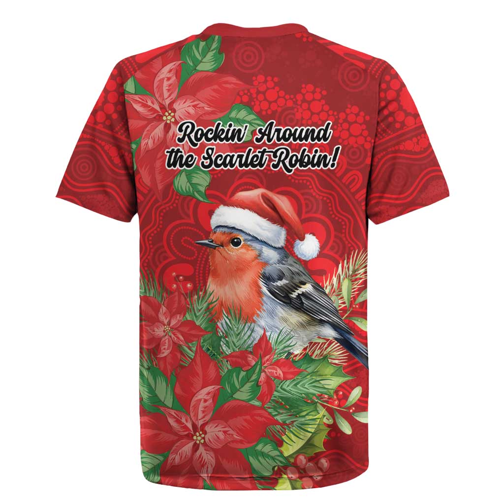 Australian Scarlet Robin Rugby Jersey Aboriginal Inspired Christmas - Aussie Hoodie