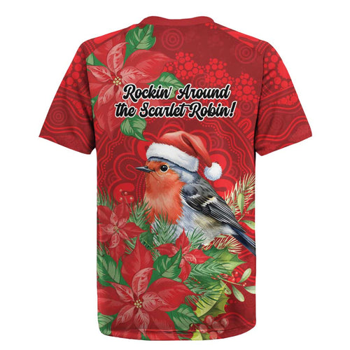 Australian Scarlet Robin Rugby Jersey Aboriginal Inspired Christmas - Aussie Hoodie