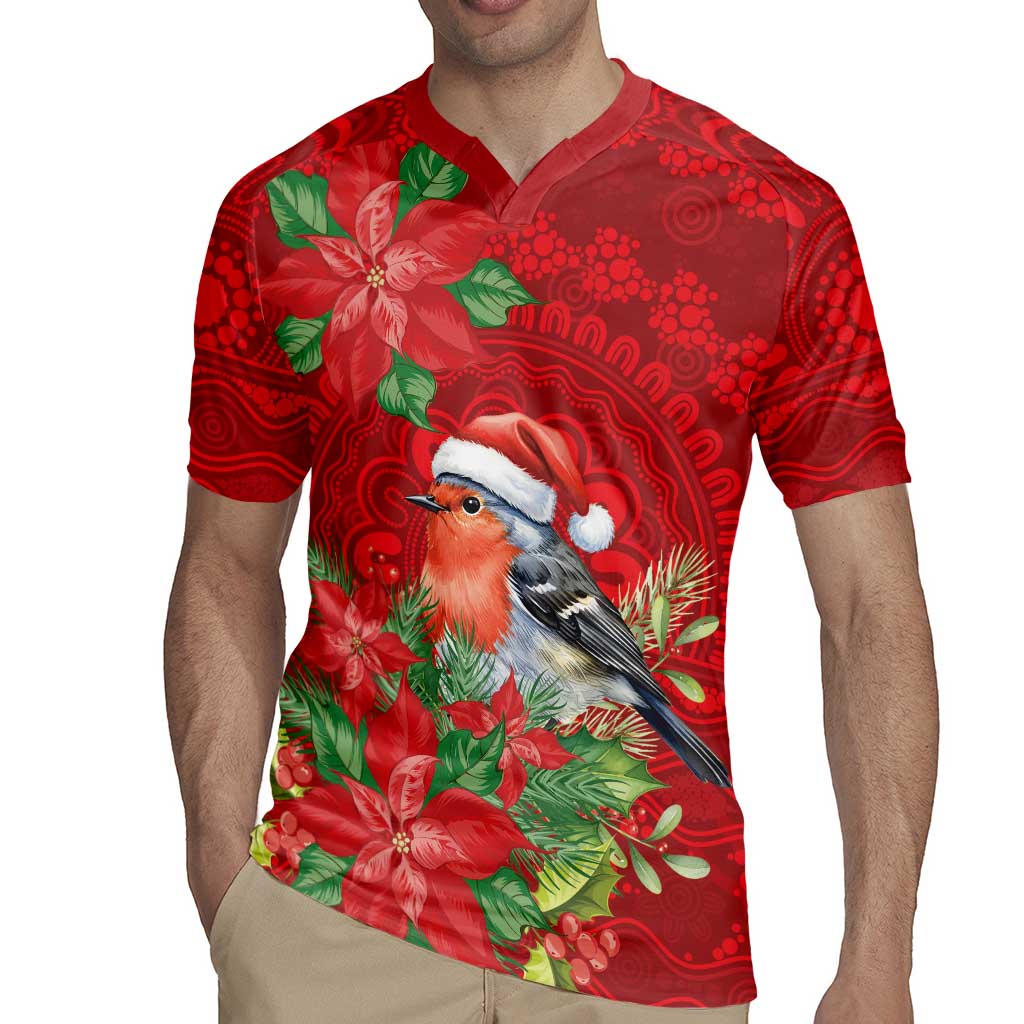 Australian Scarlet Robin Rugby Jersey Aboriginal Inspired Christmas - Aussie Hoodie