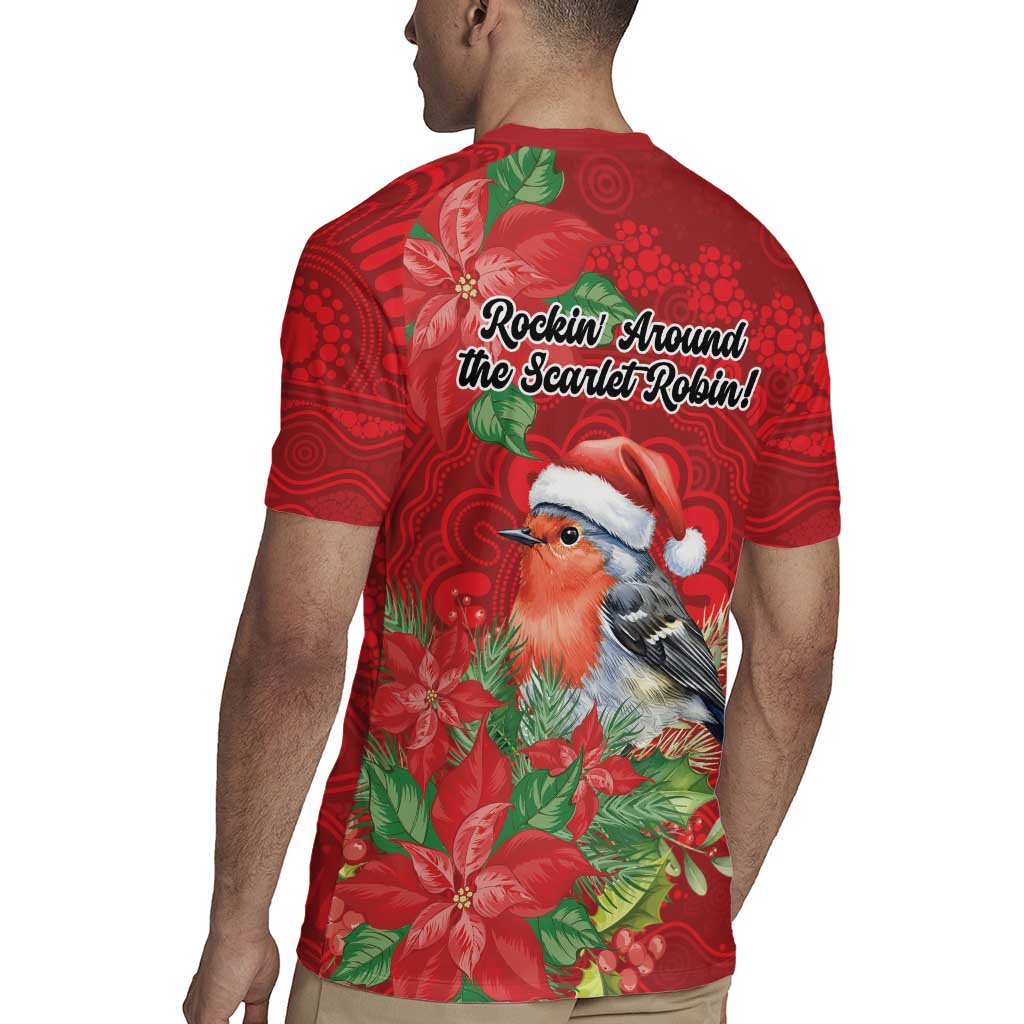 Australian Scarlet Robin Rugby Jersey Aboriginal Inspired Christmas - Aussie Hoodie