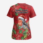 Australian Scarlet Robin Scrub Top Aboriginal Inspired Christmas - Aussie Hoodie