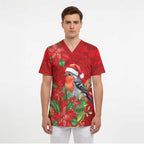 Australian Scarlet Robin Scrub Top Aboriginal Inspired Christmas - Aussie Hoodie