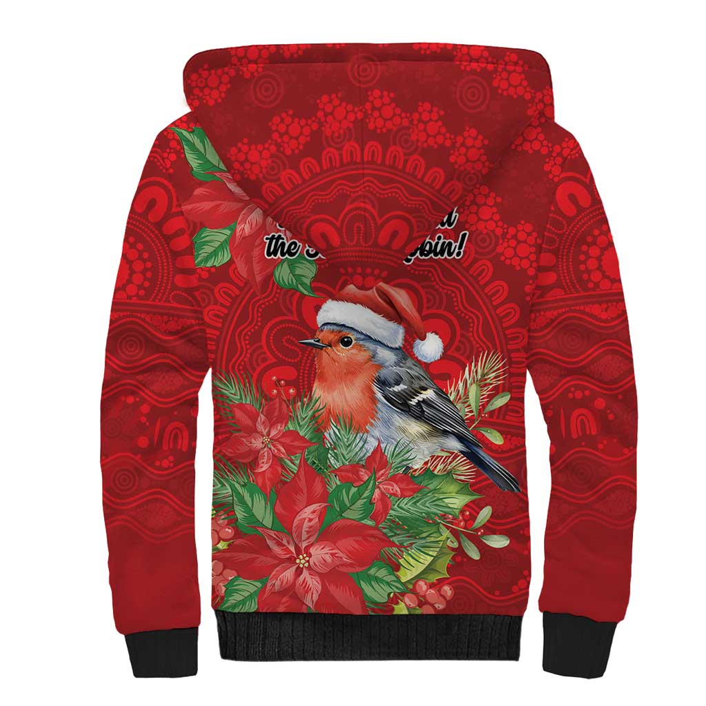 Australian Scarlet Robin Sherpa Hoodie Aboriginal Inspired Christmas - Aussie Hoodie
