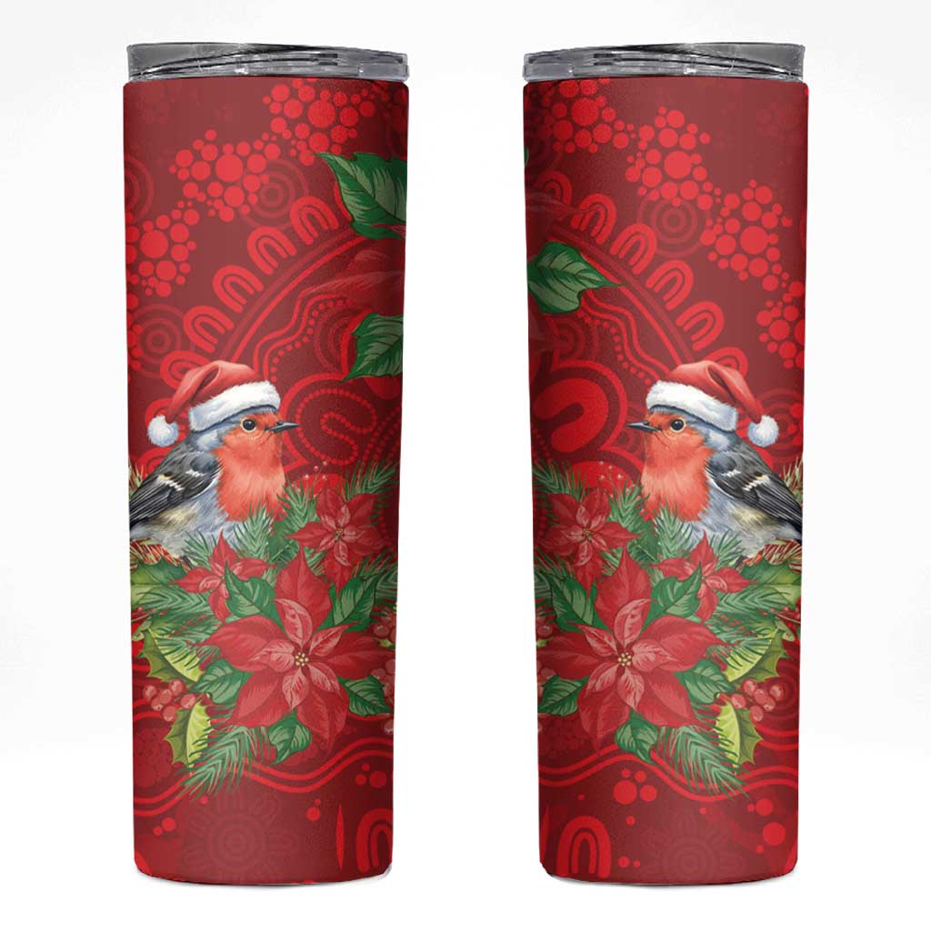 Australian Scarlet Robin Skinny Tumbler Aboriginal Inspired Christmas - Aussie Hoodie