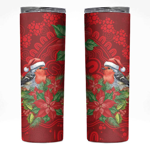 Australian Scarlet Robin Skinny Tumbler Aboriginal Inspired Christmas - Aussie Hoodie