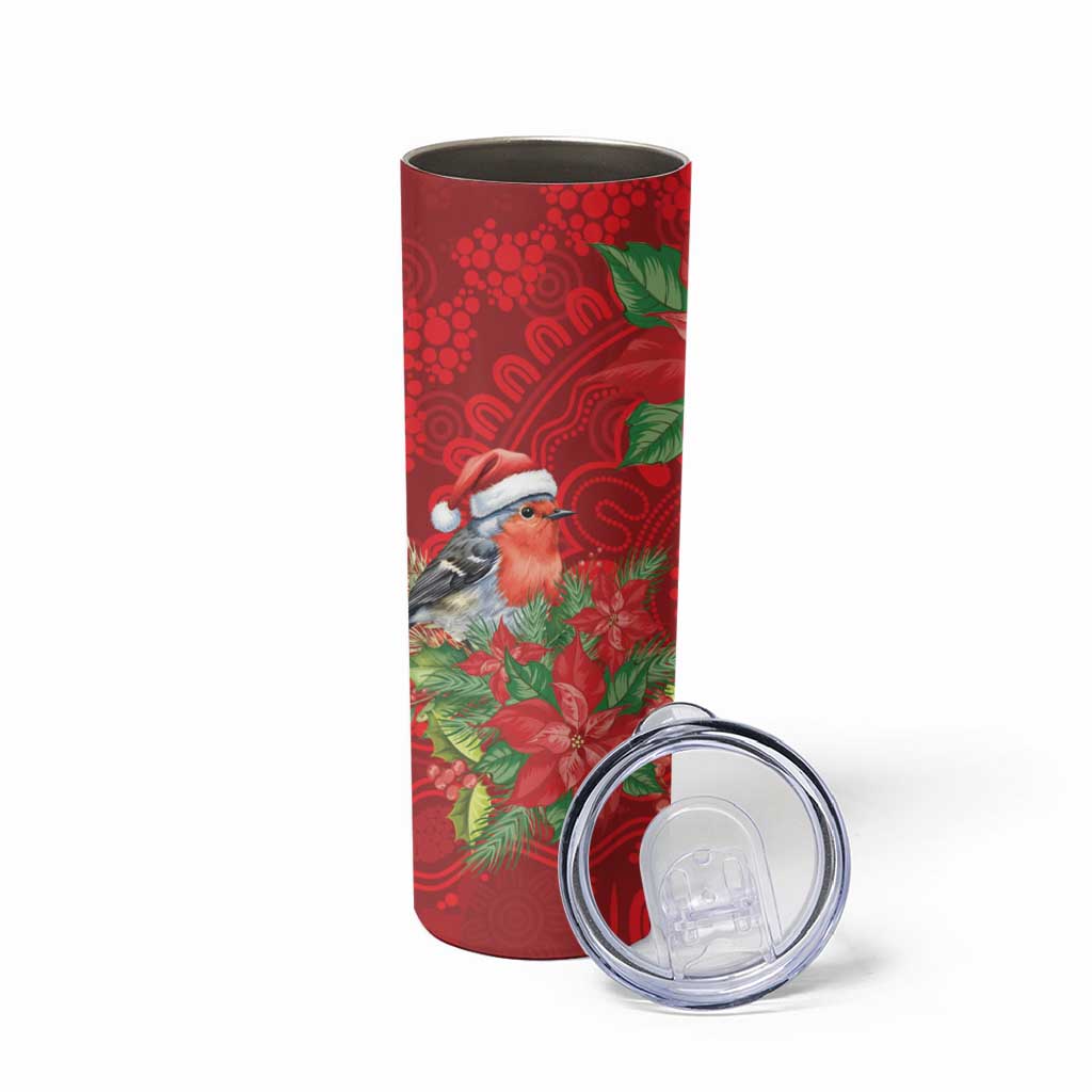 Australian Scarlet Robin Skinny Tumbler Aboriginal Inspired Christmas - Aussie Hoodie