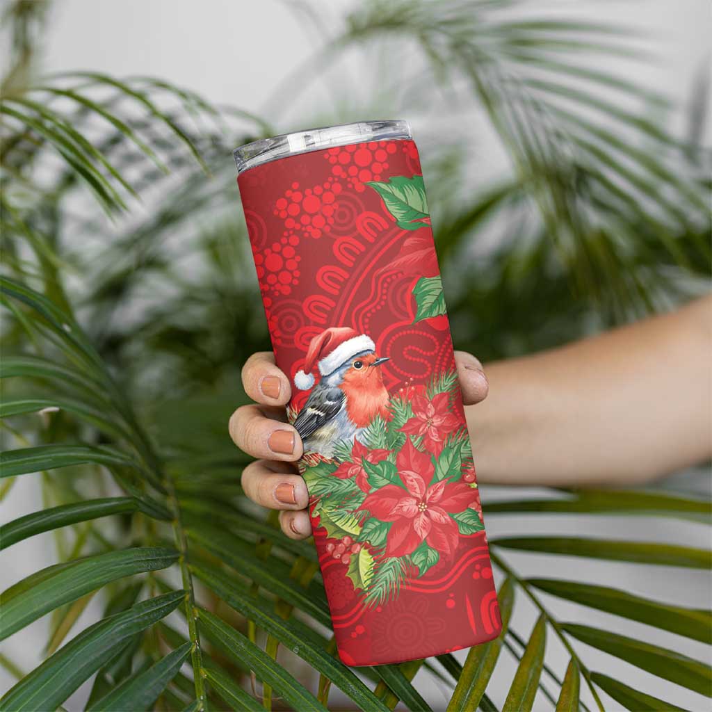 Australian Scarlet Robin Skinny Tumbler Aboriginal Inspired Christmas - Aussie Hoodie