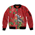 Australian Scarlet Robin Sleeve Zip Bomber Jacket Aboriginal Inspired Christmas - Aussie Hoodie