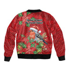 Australian Scarlet Robin Sleeve Zip Bomber Jacket Aboriginal Inspired Christmas - Aussie Hoodie