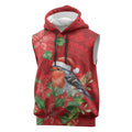 Australian Scarlet Robin Sleeveless Hoodie Aboriginal Inspired Christmas - Aussie Hoodie