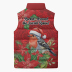 Australian Scarlet Robin Sleeveless Puffer Jacket Aboriginal Inspired Christmas - Aussie Hoodie