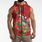 Australian Scarlet Robin Sleeveless Zip Hoodie Aboriginal Inspired Christmas LT9