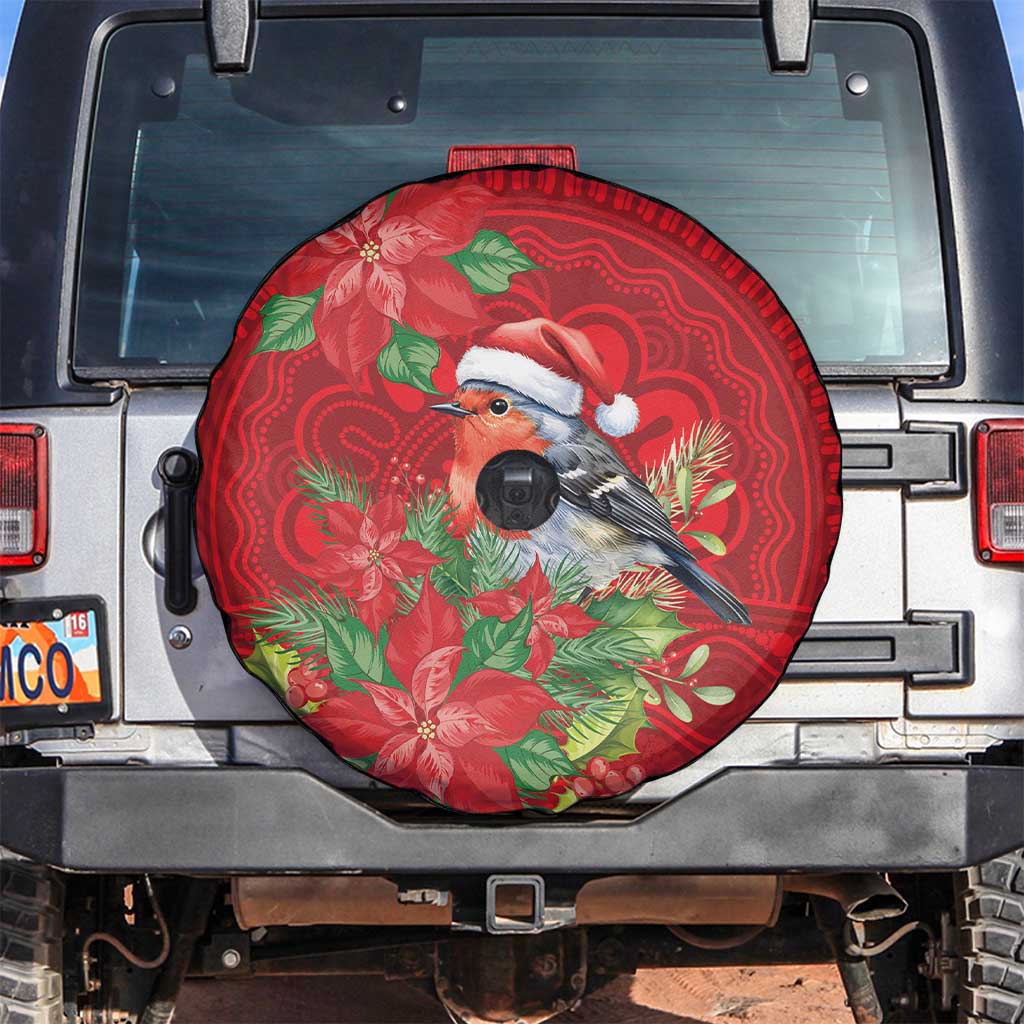 Australian Scarlet Robin Spare Tire Cover Aboriginal Inspired Christmas - Aussie Hoodie