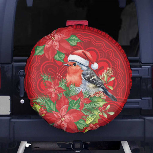 Australian Scarlet Robin Spare Tire Cover Aboriginal Inspired Christmas - Aussie Hoodie