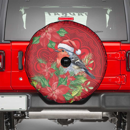 Australian Scarlet Robin Spare Tire Cover Aboriginal Inspired Christmas - Aussie Hoodie