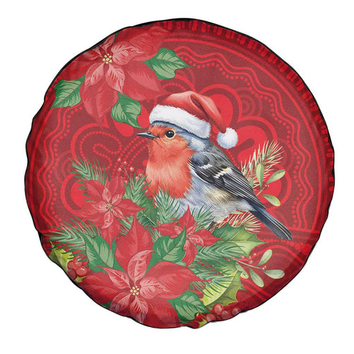 Australian Scarlet Robin Spare Tire Cover Aboriginal Inspired Christmas - Aussie Hoodie