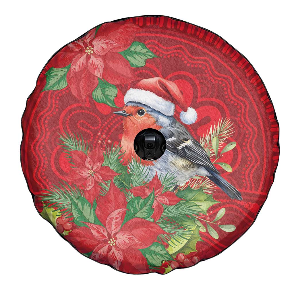 Australian Scarlet Robin Spare Tire Cover Aboriginal Inspired Christmas - Aussie Hoodie